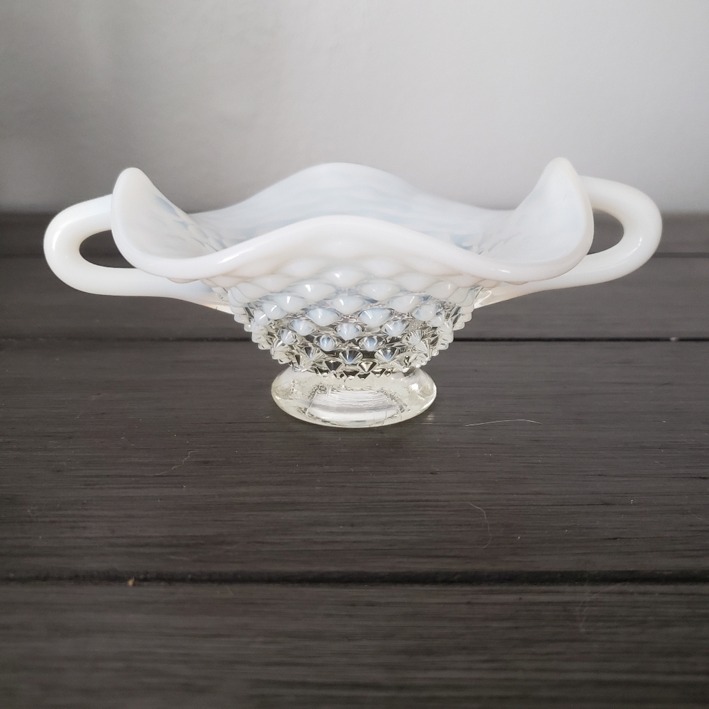 Hobnail Vaseline Glass trinket dish